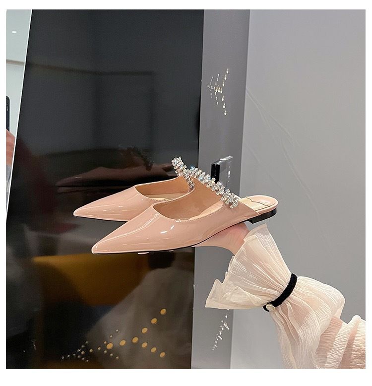 Nuovi sandali estivi in pelle laccata con diamanti per donna con tacchi alti e sottili a punta, fascia per capelli, fondo piatto e_voghion.com