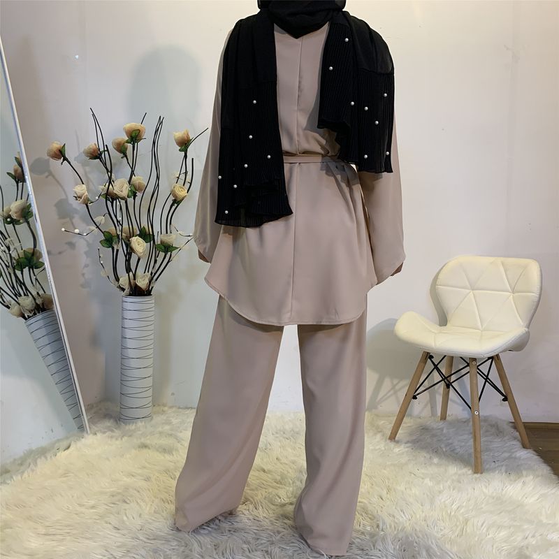 Two-pieces Abaya Turkish Kimono Tops Pants Muslim Dress Abayas Hijab Robe Dubai Caftan Kaftan Islam Clothing For Women Fashion_voghion.com