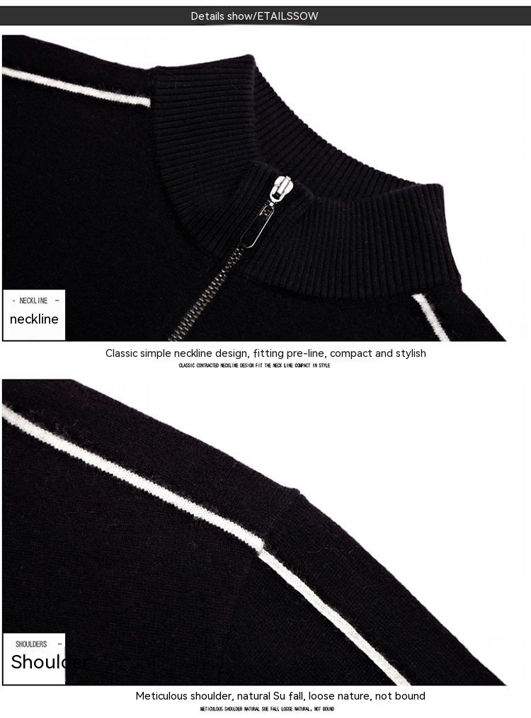 Legendary Paul Autumn and Winter New Pure Woolen Sweater Men's Half High Neck Zipper Men's Pullover Sweater Fashion_voghion.com