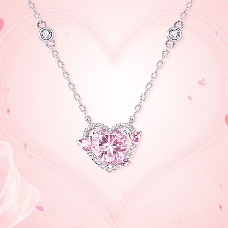 Collier avec pendentif en forme de cœur en argent sterling 925 pour femme, élégant et minimaliste, chaîne croisée, cadeau tendance_voghion.com