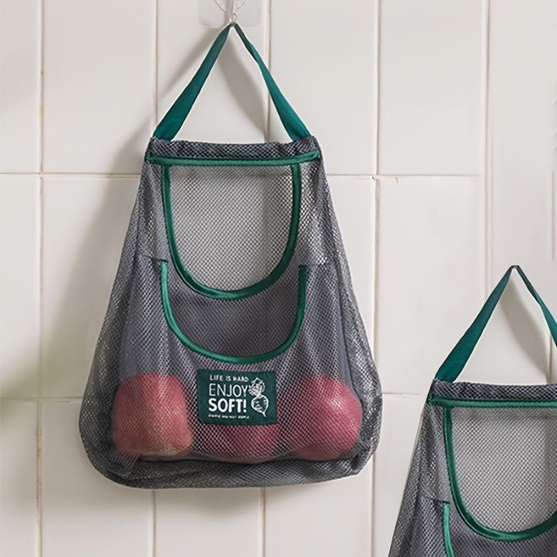 Strato 1 pz Sacchetti per appendere e conservare le verdure Borsa grande; Doppi sacchetti riutilizzabili; 2 pz; Rete per la capacità della frutta_voghion.com