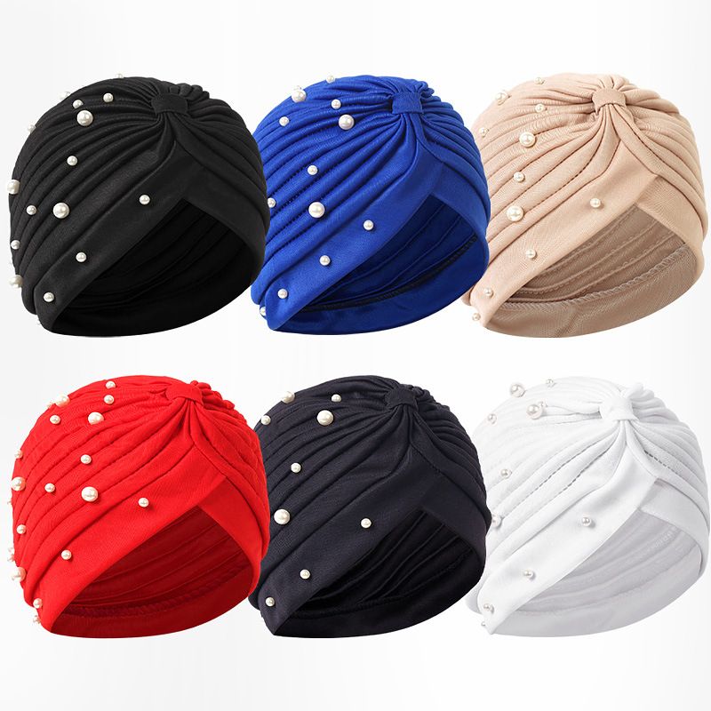 Modischer Plissee-Pullover für Damen, indisch, mit kleinen und großen Perlennieten, muslimisches Kopftuch, Wassermelonenhut_voghion.com