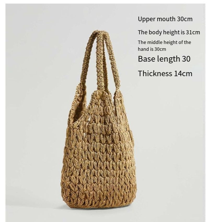 Koreanische Retro-Schulter-Stroh Neue Sommer einfache tragbare Stroh gewebte Meer Urlaub Strand Damen Tasche_voghion.com