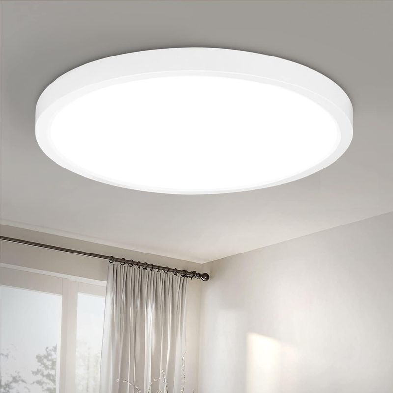 Glitzerlife Deckenlampe LED Deckenleuchte Weiß -Ø22cm Badezimmerlampe Flach Schlafzimmerlampe Kaltweiß 15W Küche Deckenbeleuchtung IP44 Wasserdicht Rund Flurlampe_voghion.com