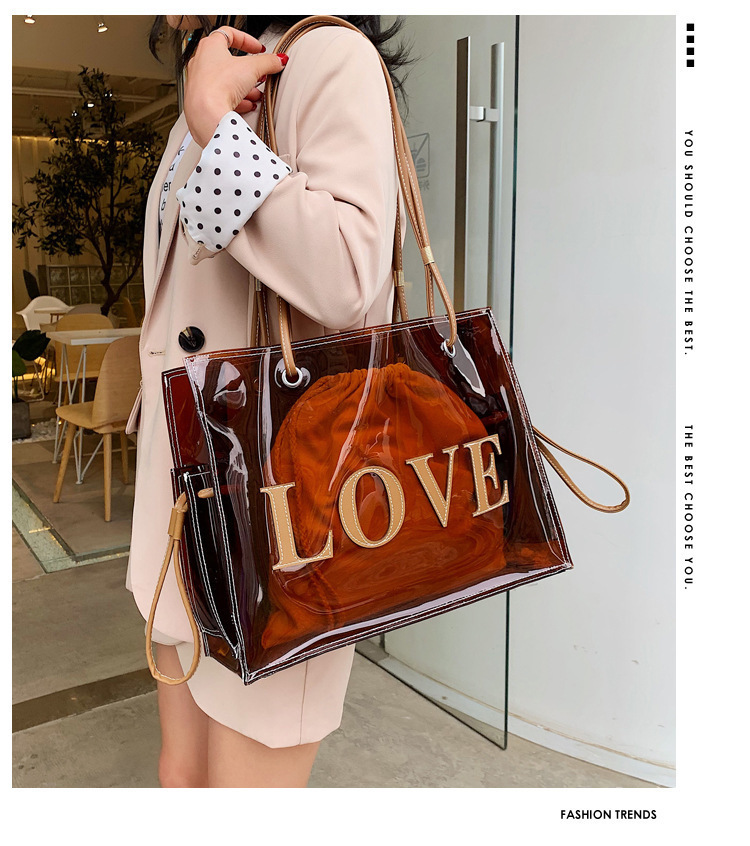 Tote Bag Large Capacity Transparent Jelly Shoulder Crossbody Bag Fashionable Big Bag 2023 New Korean Bag For Women_voghion.com
