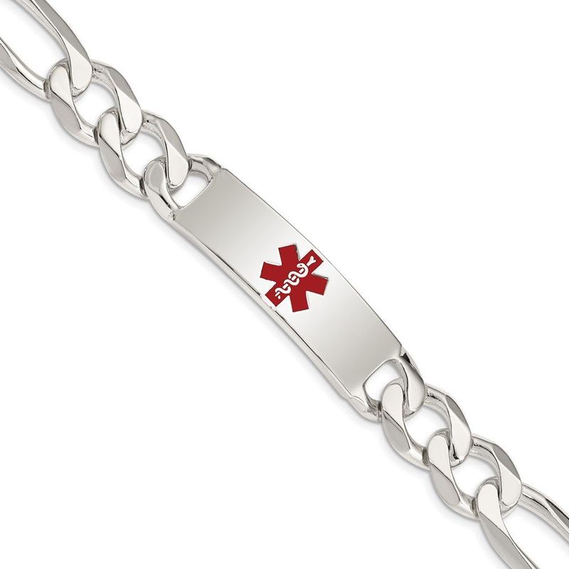 Sterling Silver Polished Medical Figaro Anchor Link ID Bracelet_voghion.com