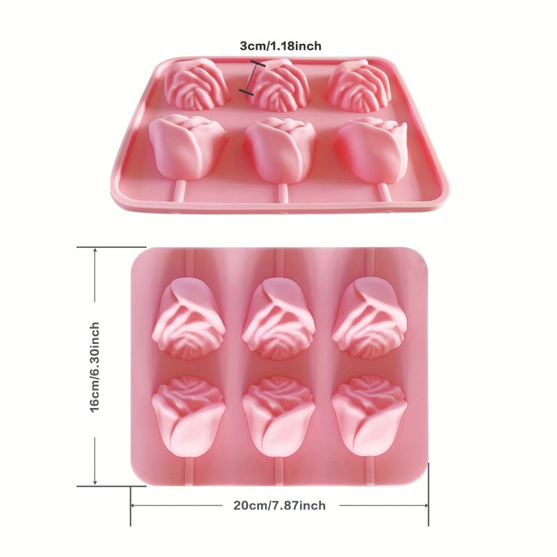 Lot de 2 moules en silicone antiadhésifs en forme de rose 3D pour la cuisson de gâteaux et de desserts, résistants aux hautes températures, décorations de chocolat pour la Saint-Valentin_voghion.com