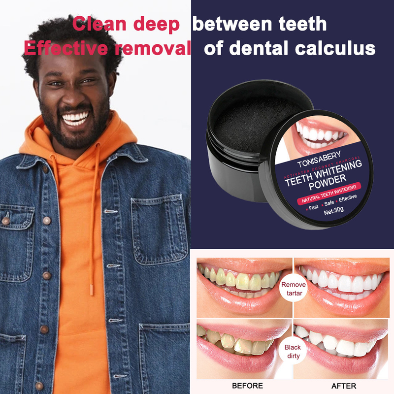 Coconut shell activated carbon bamboo charcoal black tooth powder, 30g bottle_voghion.com