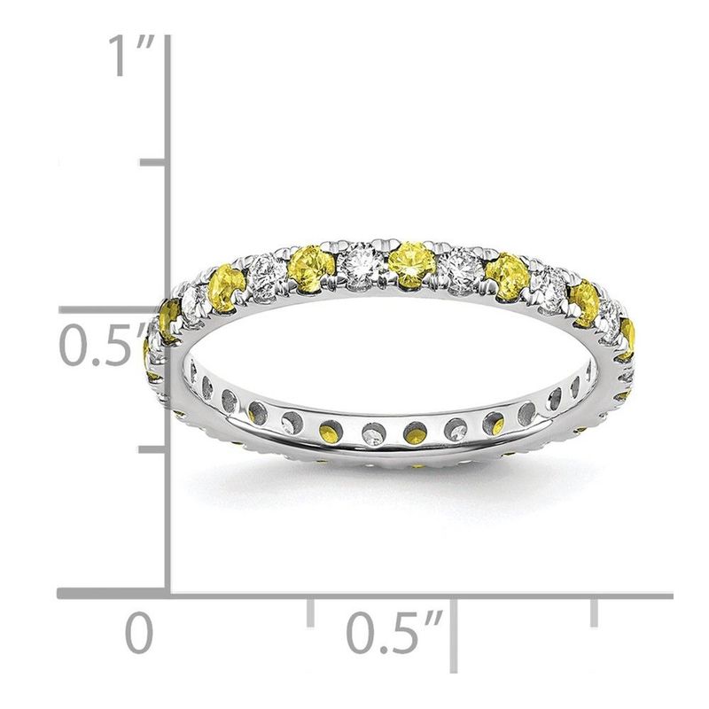 14k White Gold 3/8 Carat Lab Grown Diamond VS/SI+ G+ And Lab Created Yellow Sapphire Size 4 Eternity Band_voghion.com