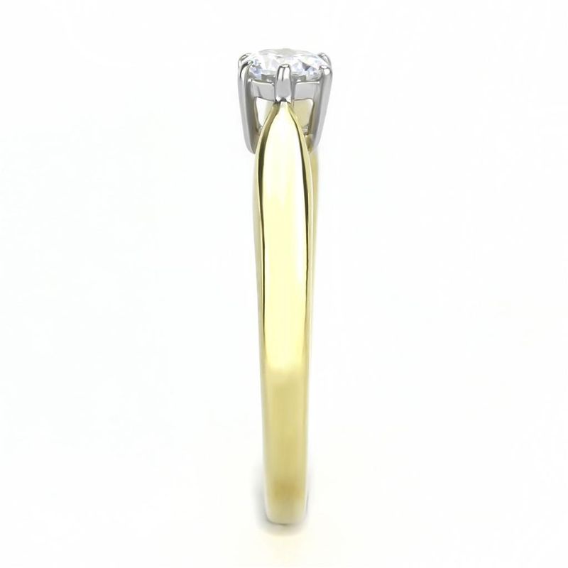 TK3440 - Two-Tone IP Gold (Ion Plating) Stainless Steel Ring with AAA Grade CZ in Clear_voghion.com