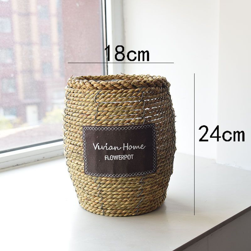 Straw Flowerpot Rattan Extra Large Flower Basket Basket Dill Weaving Bamboo Weaving Green Art Hand Weaving_voghion.com