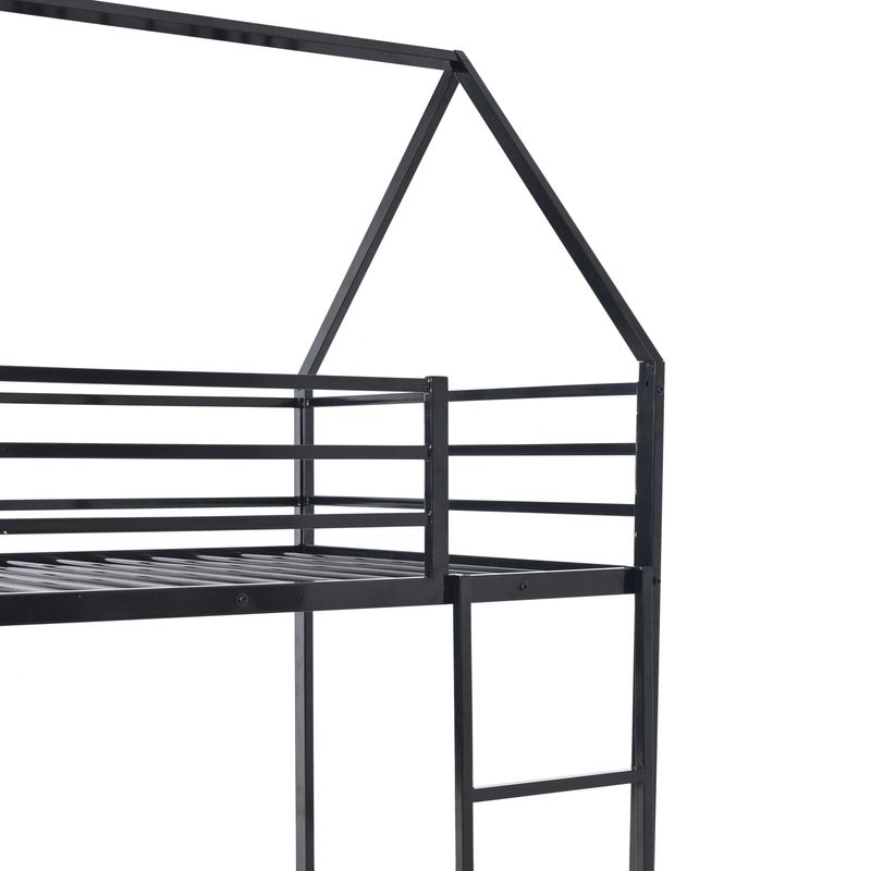 Twin Over Twin House Bed With Ladder And Slider, House Bed, Bunk Bed_voghion.com