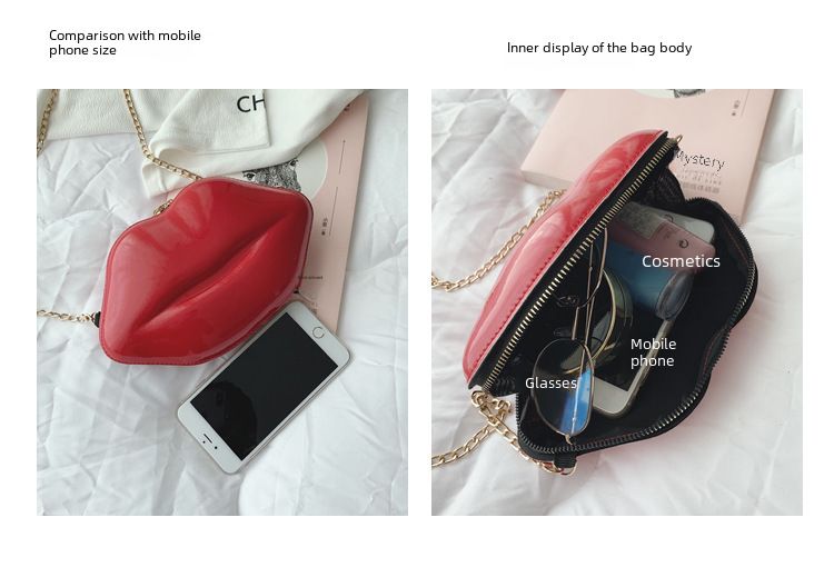 2021 Sommer neue Lippen Mini Make-up kleine Tasche Mode Candy Schulter Umhängetasche Kette Tasche Damentasche_voghion.com