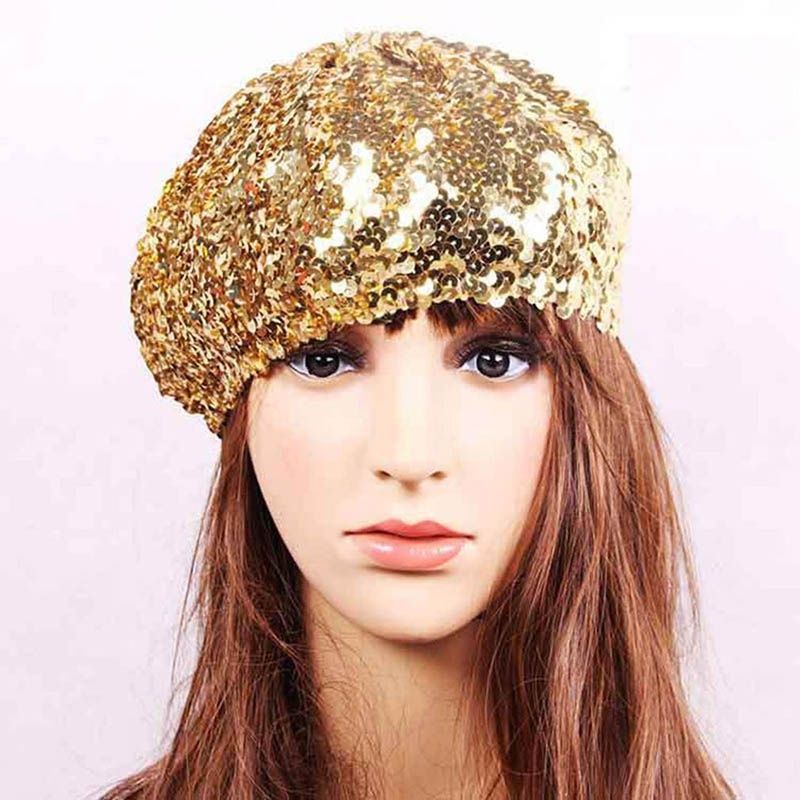 Vendita calda Donna Moda Paillettes Berretto Cappelli Signore Magico Colore Cambiante Palco Performance Cappello Ragazza Glitter Cappello_voghion.com