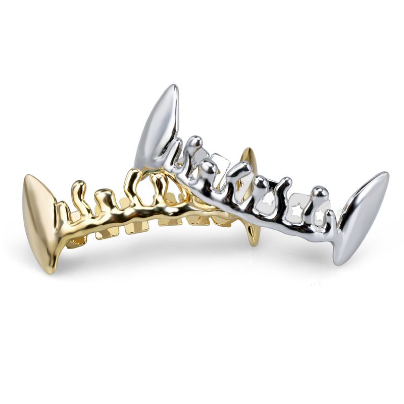 Denti inferiori canini placcati a goccia d'acqua, personalità da clown, hip hop, apparecchio decorativo in oro_voghion.com