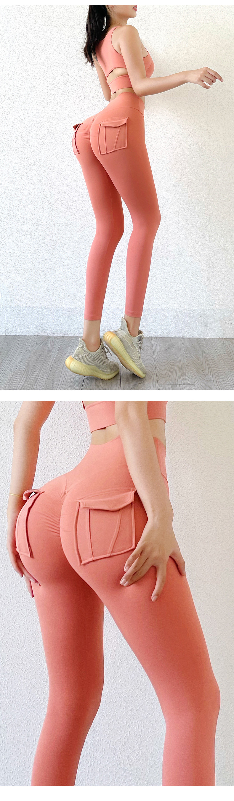 Women's Nude High-waist Butt-lifting Yoga Pants For Women With Pockets Sports Tights Chrysanthemum Fitness Pants_voghion.com