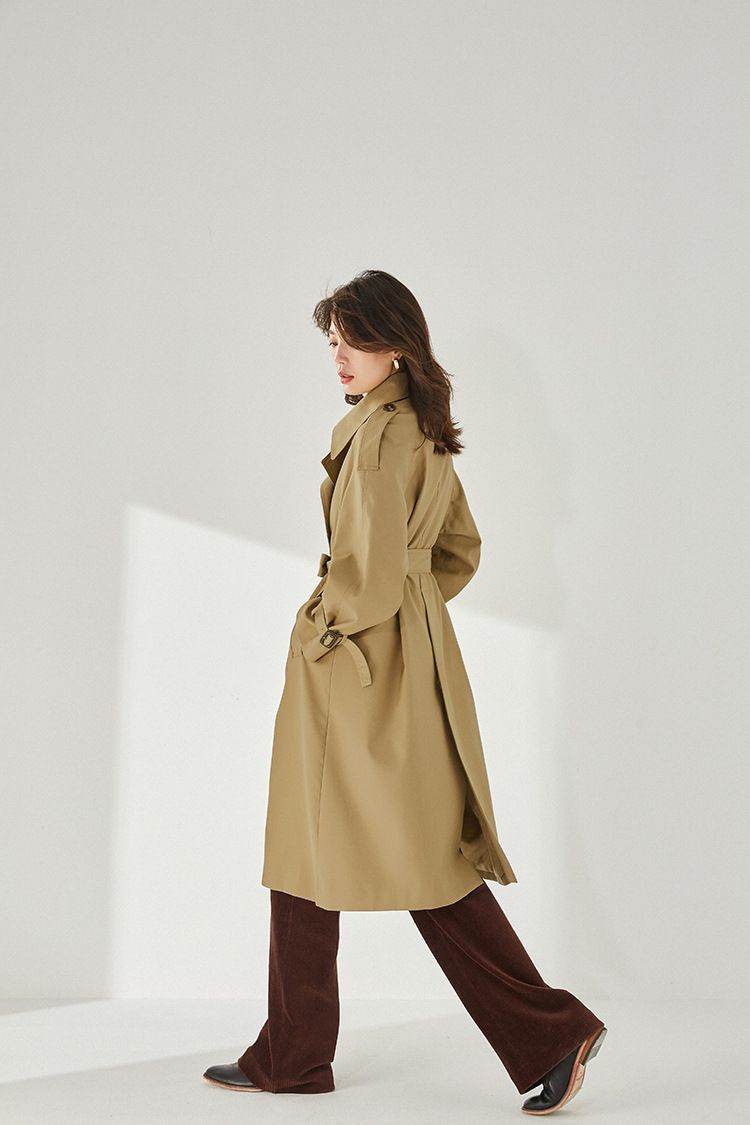 Shenghong 25 Spring New Elegant Chic Classic Commuter Slimming Daily Casual Mid-Length Trench Coat 13301_voghion.com