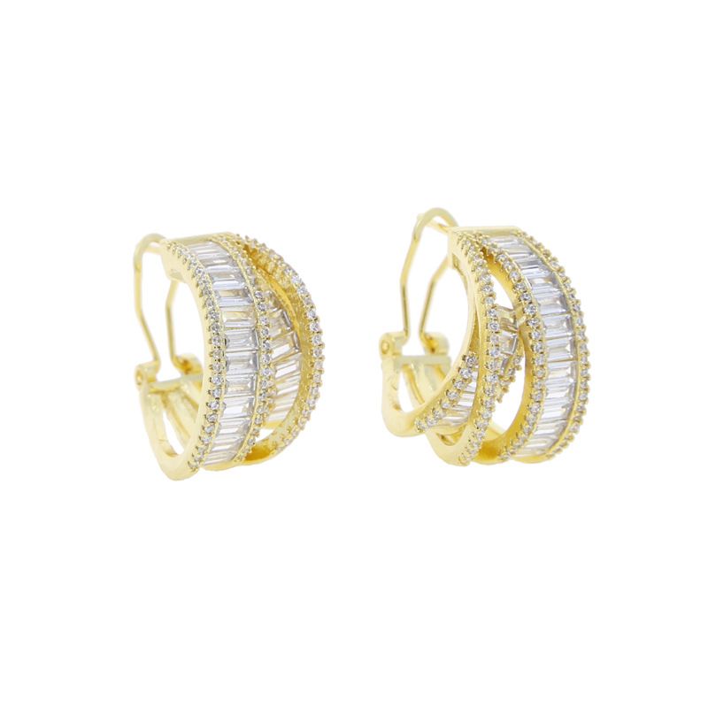 Damenschmuck, personalisierte mehrschichtige Linien, High-End-Design, Mikro-eingelegter Zirkon, Halbkreis-Ohrringe, Temperament-Accessoires_voghion.com