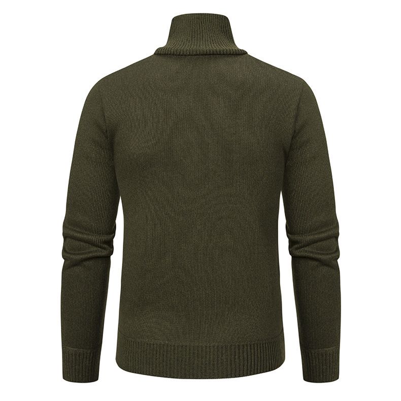 Men's Clothing autumn and winter men's stand up collar thickened sweater knitted pullover large size half zip knitted tops men_voghion.com