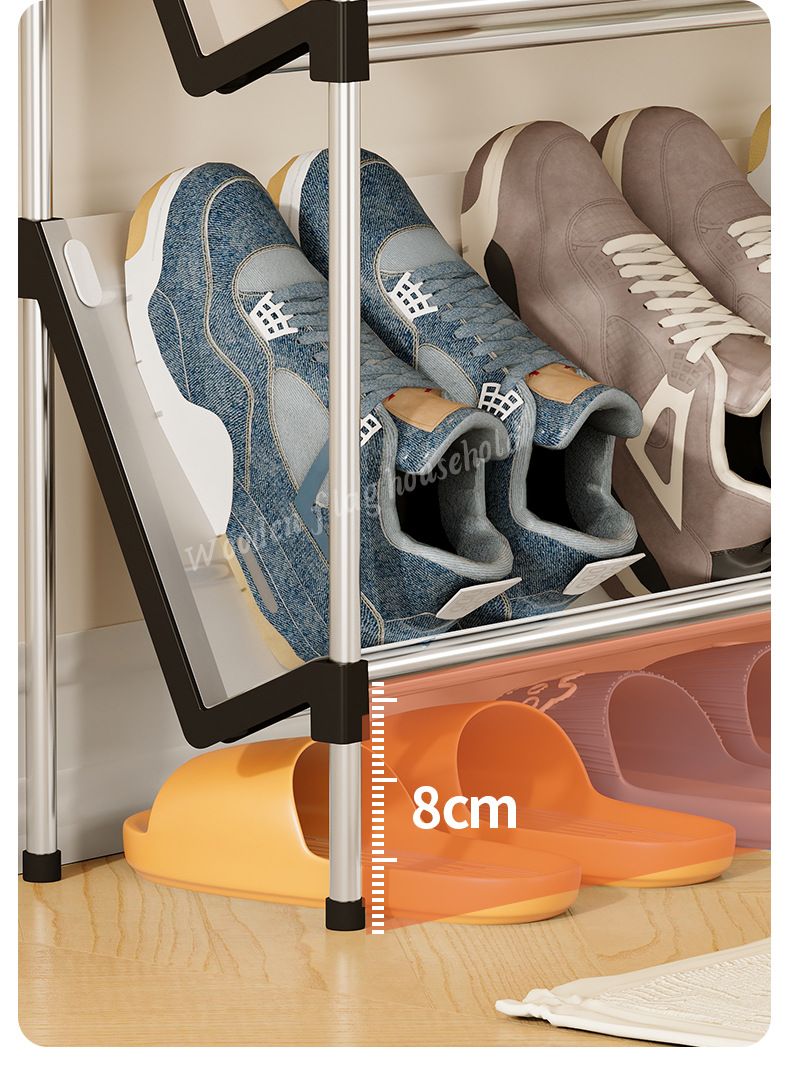 Einfaches Schuhregal, schräg, für die Haustür, platzsparend, schmal, mehrschichtig, zur Aufbewahrung von Miethäusern, dünn, für kleine Wohnungen_voghion.com