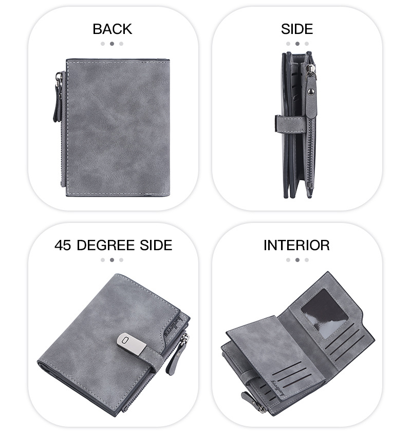 BAELLERRY new women's short wallet version with multiple card slots zipper coin purse buckle card bag men purse_voghion.com