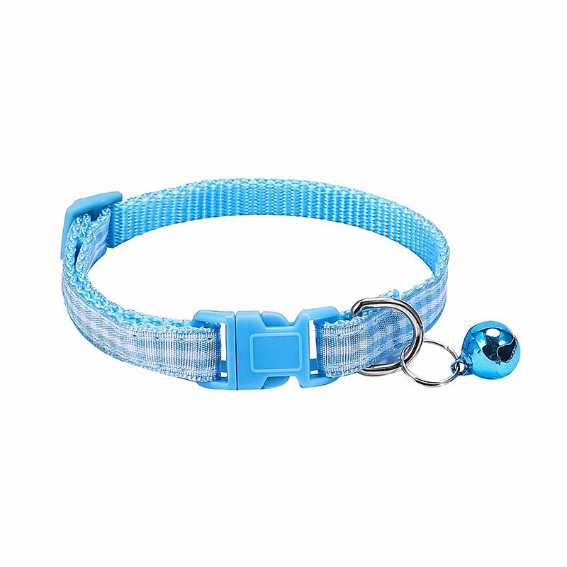 Nuovo collare per cani e gatti in tessuto colorato, casual e di piccole dimensioni, con campanellino e anello al collo_voghion.com