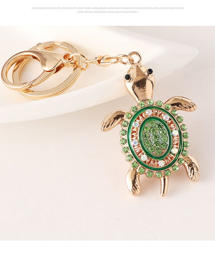 Portachiavi creativo con diamanti, grazioso accessorio per auto, ciondolo a forma di tartaruga colorata_voghion.com