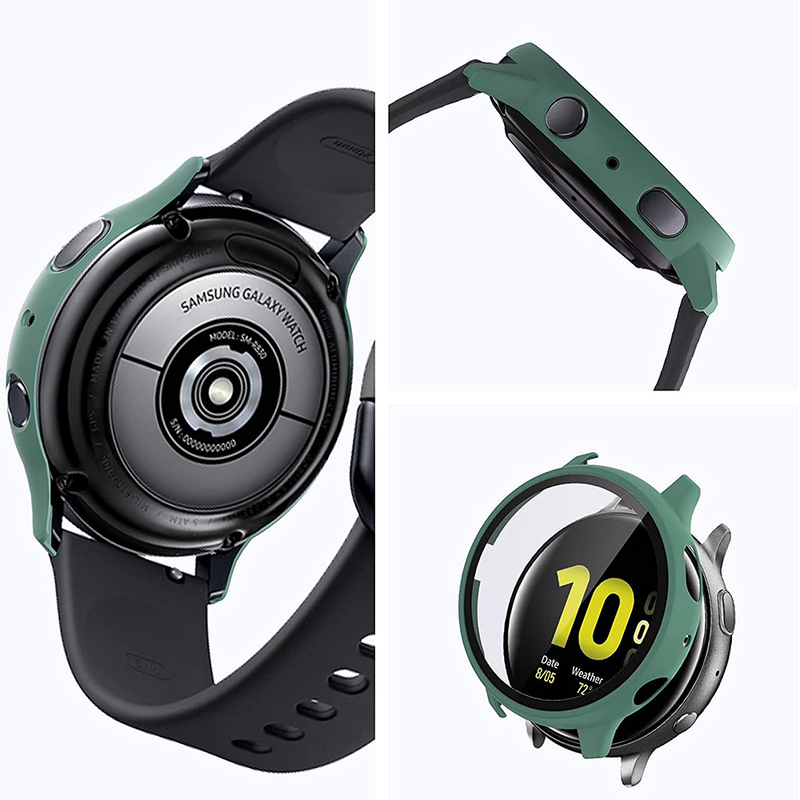 Matēts vāciņš Samsung Galaxy Watch Active 2 korpusam (44 mm, 40 mm), visaptverošs pārklājums, aizsargājoši buferi, stikla ekrāna aizsargs_voghion.com