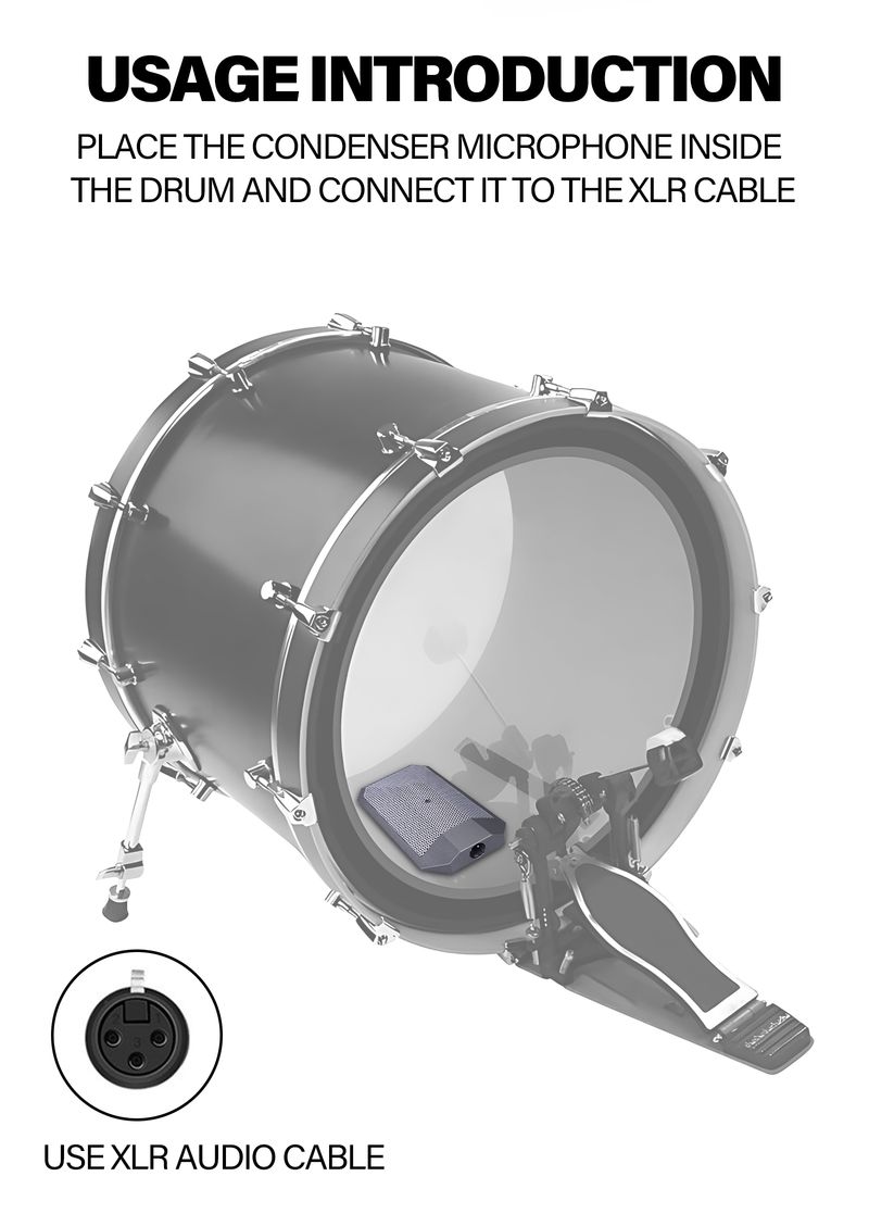 Bas Drum Instrument Stage Performance Pickup Cable Capacitor Interface Microphone_voghion.com