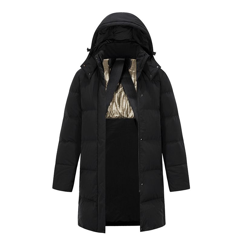 Men's Unisex 90% White Duck Down Solid Color Thickened Hooded Ski Jacket Warm Coat Extreme Cold-Proof_voghion.com