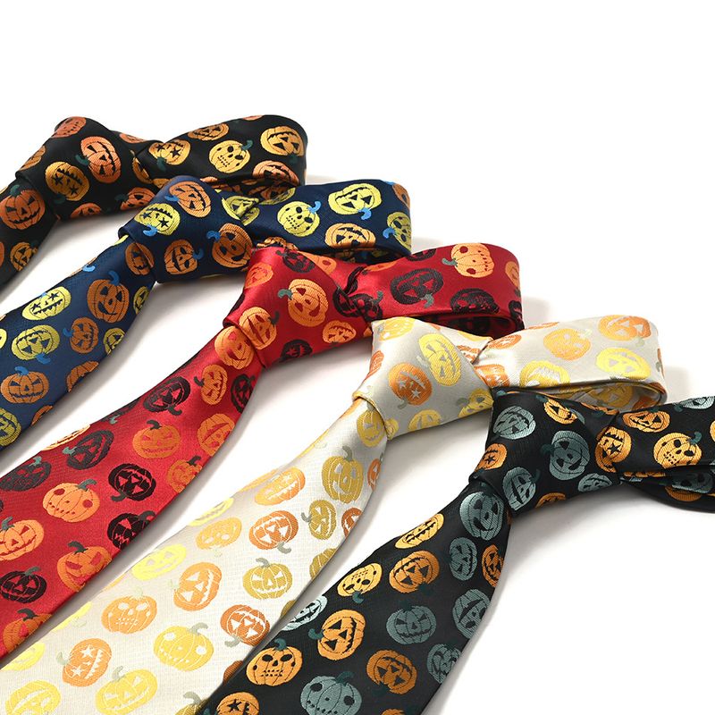 New Halloween Bow Tie Men Polyester Silk Multicolor Pumpkin Head Pattern Gift Necktie_voghion.com