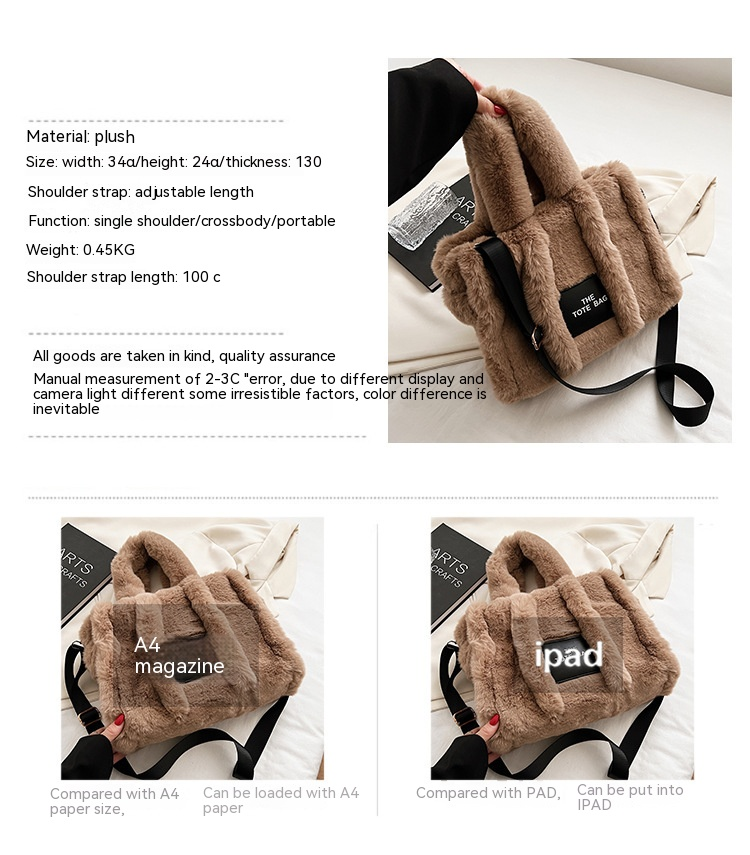 Nuova borsa in finta pelliccia di coniglio autunno e inverno, borsa tote di grande capacità, borsa a tracolla coreana, borsa in peluche_voghion.com