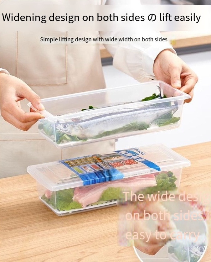 Caja de drenaje transparente para cocina, sellada, apilable, para mariscos, verduras, refrigerador, caja de almacenamiento refrigerada para carne congelada_voghion.com