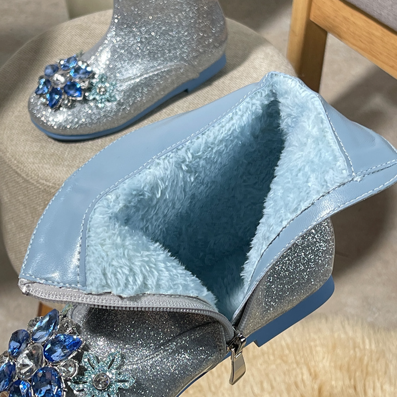 Kinderkleidung Herbst und Winter Neue Mädchen Strass Elsa Prinzessin Stiefel Für Mittlere Und Große Kinder Plus Samt Warme Lederschuhe Kurze Stiefel_voghion.com
