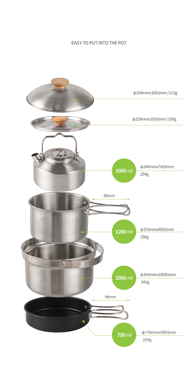 1L Mini Camping Kettle - 304 Stainless Steel Ultra-Light Water Boiler For Outdoor Portable Tea & Coffee Pot With Foldable Handle_voghion.com