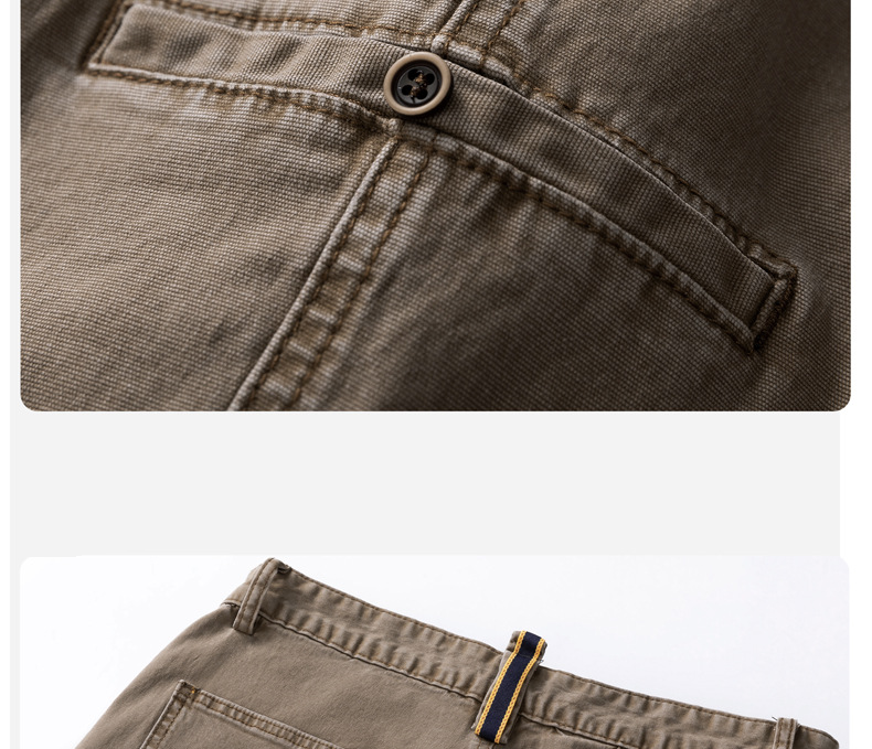 Men's Clothing Relaxed Fit Stretch Denim Cargo Shorts For Men - Comfortable Straight-Leg Casual Shorts With Multiple Pockets, Khaki_voghion.com