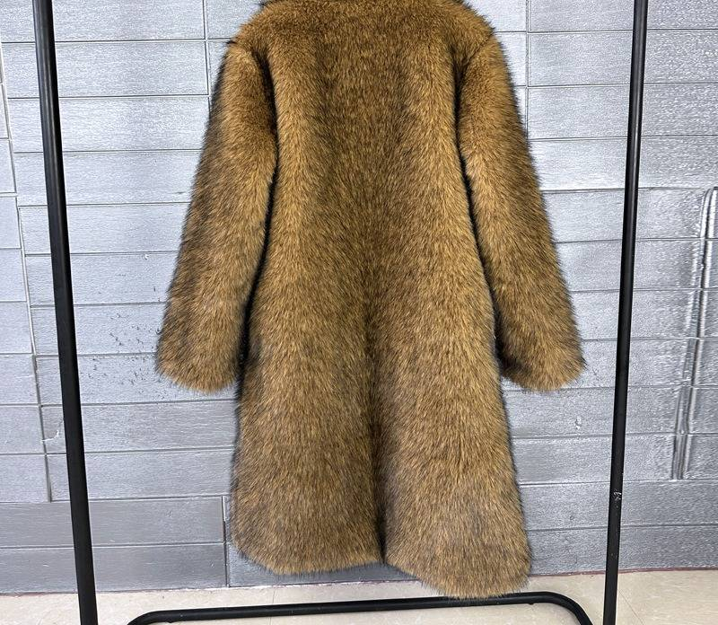 Cappotto in pelliccia sintetica da donna – Cappotto invernale di media lunghezza con colletto da abito, grigio lupo di lusso (S-XL)_voghion.com