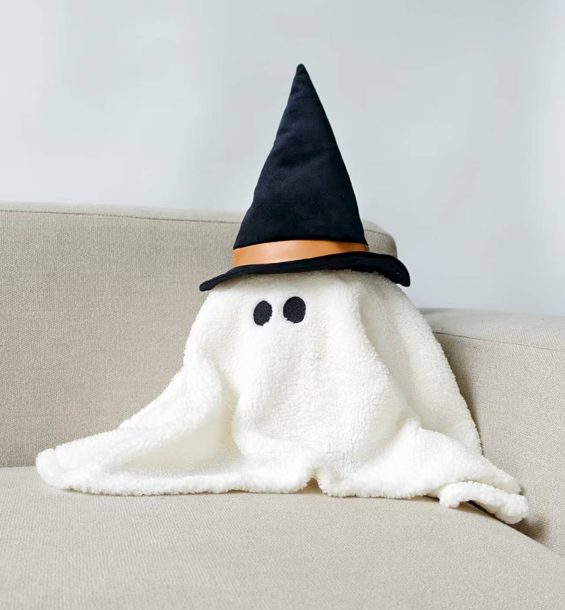 1pc Cute And Warm White Ghost,pumpkin-hugging Black Bow Ghost Pillow,pumpkin Pillow,spider Pillow,skull Pillow,_voghion.com
