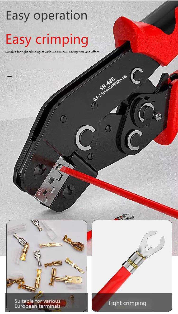 High-Carbon Steel Ratcheting Wire Terminal Crimping Tool - Ergonomic Hand-Saving Design For Electrical & Auto Wiring (60-Piece Case Pack)_voghion.com