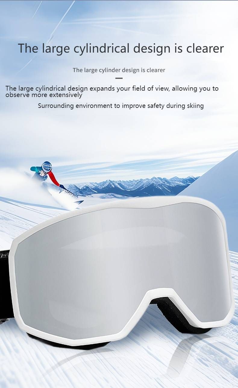 Lunettes de ski pour adultes, antibuée, protection UV, double verre, polarisées et coupe-vent, compatibles avec les lunettes (étui inclus)._voghion.com