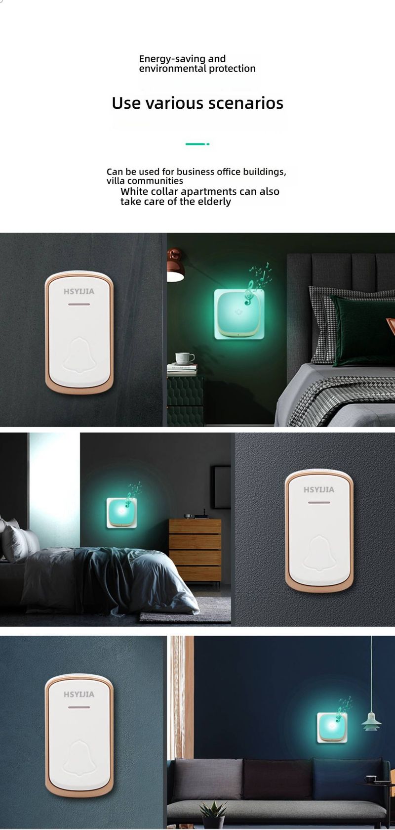 Draadloze deurbel met ultraheldere led-flitser en 36 tonen – groot bereik (10-50 m), op batterijen, ideaal voor doven en ouderen_voghion.com