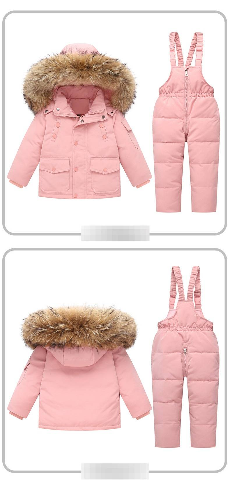 Premium Kids Winter Down Jacket Set – Detachable Hood, 80% White Duck Feather, Soft & Warm Zippered Coat With Pants For Boys & Girls (90-120cm)_voghion.com