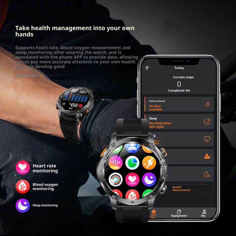 LIGE AK87 Outdoor Smartwatch With Flashlight, Bluetooth Calling, 1000mAh Battery, Multi-Sport Modes, AMOLED Display_voghion.com