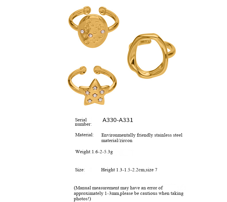 Square Sugar Stainless Steel Circular Hollow Geometric Design Ring Set, Niche Ring Accessories_voghion.com