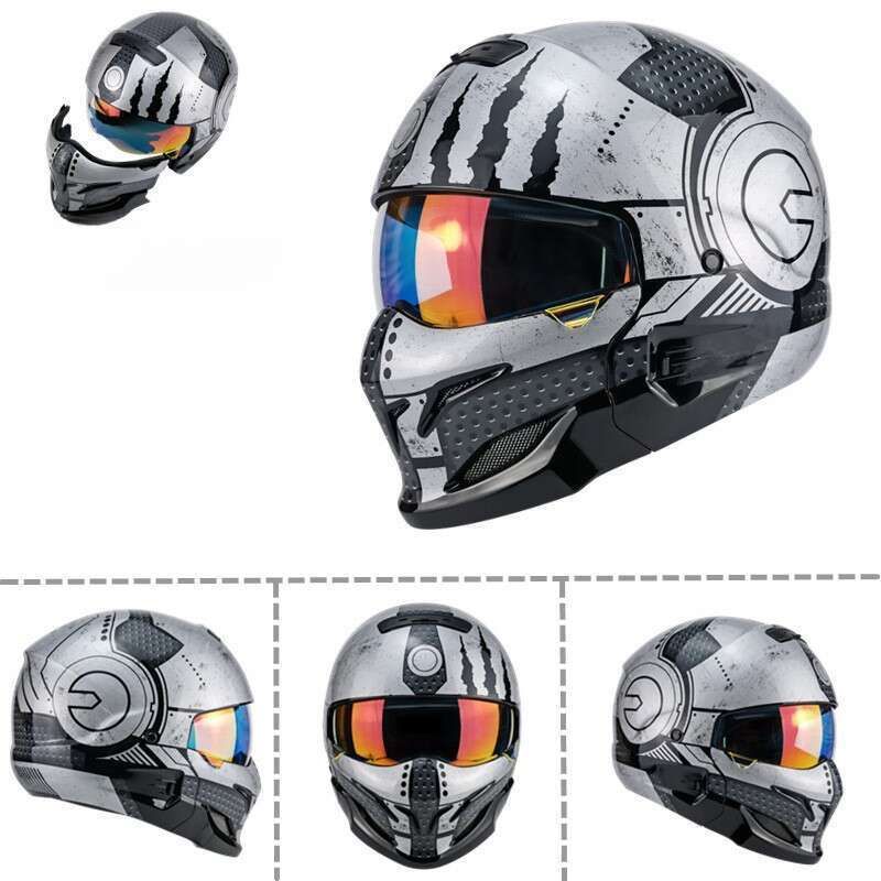 Samurai Black Scorpion Herr Kombinationshelhjälm Four Seasons Mech Battle Damage_voghion.com
