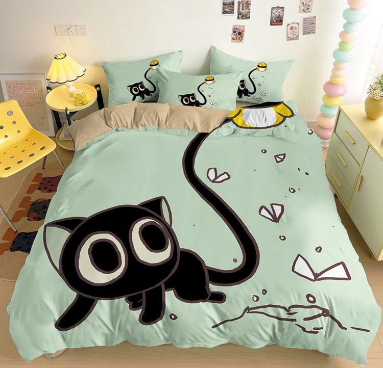 Dopamine Luo Xiaohei High-Value Four-Piece Dormitory Bed Simple Cotton Three-Piece Set Student Bedroom Children's Room_voghion.com