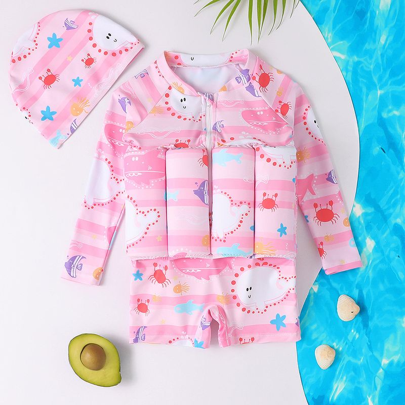 Maillot de bain une pièce à manches longues pour bébé, protection solaire, gilet flottant, pour le surf_voghion.com
