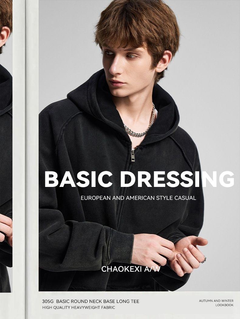 Cove Cross-Border Sportswear Set For Men Winter New Men's Fashion Light High-End American Retro Fleece-Lined Hoodie_voghion.com