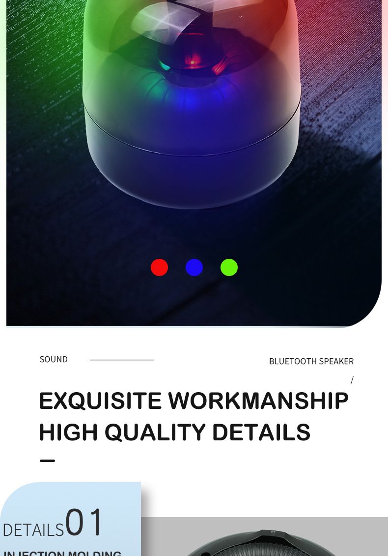 Nouveau haut-parleur Bluetooth RGB Light Home Outdoor Rechargeable Desktop Portable Colorful Luminous Small Speaker_voghion.com