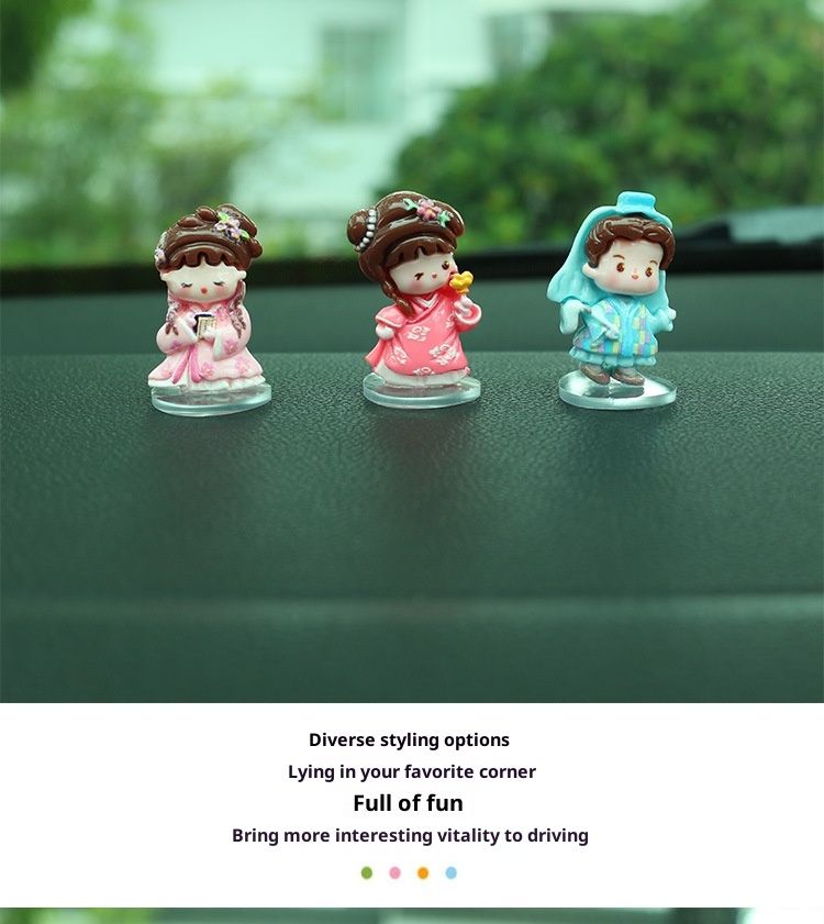 Xiaodeng Xiaodeng Nouvelle adorable figurine de dessin animé Rêve dans le Pavillon Rouge en résine, petite décoration pour tableau de bord de voiture_voghion.com